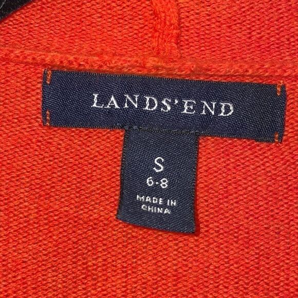 Lands End Bright Orange Open Front Sweater Sz Small Fall Lightweight - Picture 3 of 6